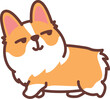 Funny corgi dog walking and looking back cartoon, vector illustration