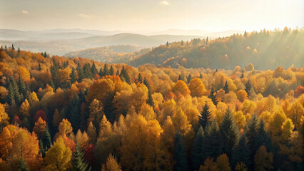 Wall Mural - Mountain Sunrise in Autumn Landscape