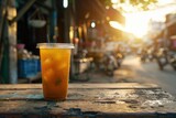 Fototapeta  - iced lemon tea. Vietnam kumquat drink. Asia