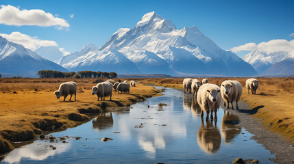Wall Mural - sheep's in the mountains