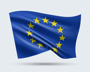 Wall Mural - Vector illustration of 3D-style flag of European Union isolated on light background. Created using gradient meshes, EPS 10 vector design element from world collection