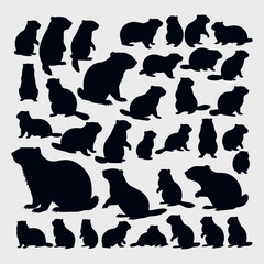 Wall Mural - groundhog silhouette collection design