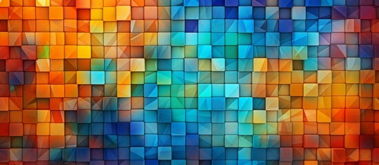 Poster - Bright and vibrant, this intricate design features a mix of squares and triangles in a variety of colors arranged in a mosaic pattern