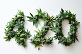 Fototapeta Tęcza - The number 420 spelled out in cannabis marijuana leaves
