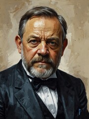 Wall Mural - louis pasteur portrait oil pallet knife paint painting on canvas with large brush strokes art illustration on plain white background from Generative AI
