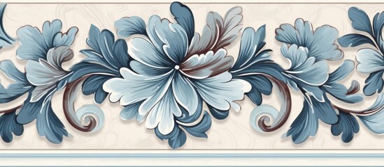Poster - Patterned wallpaper adorned with intricate designs of vibrant cobalt-blue flowers, creating a lively and elegant atmosphere in the room