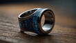 A futuristic ring embedded with a microchip, acting as a smart device for communication and data storage, blending technology with style Generative AI