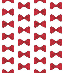 Wall Mural - Vector seamless pattern of hand drawn doodle sketch red bow tie isolated on white background