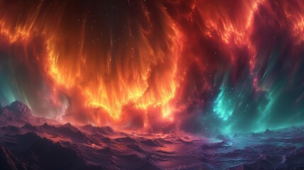 Wall Mural - Active splitting, active splitting aurora borealis arc, sky at night