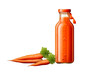 Bottle of Fresh Carrot Juice with a Carrot Isolated On Transparent Background Or PNG.