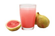 Glass of Guava Juice with a Guava Slice Realistic Portrait Isolated On Transparent Background Or PNG.