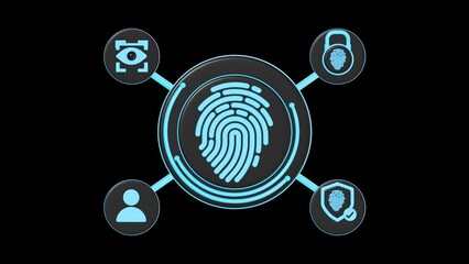 Aufkleber - 3D Animation of Biometrics Enhancing Digital Security | Alpha Channel