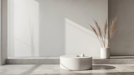 Aufkleber - A clean and minimalistic setting with a podium for p  AI generated illustration