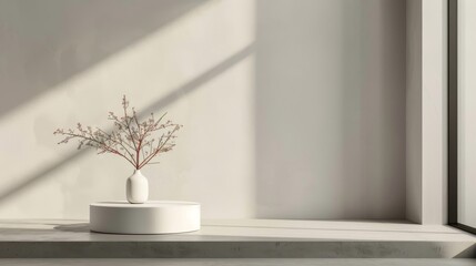 Aufkleber - A clean and minimalistic setting with a podium for p  AI generated illustration
