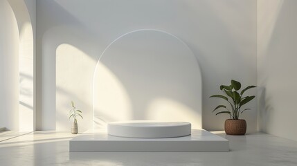 Aufkleber - A clean and simple design featuring a podium in a mi  AI generated illustration