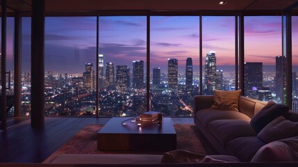 Wall Mural - beautiful view of downtown Los Angeles from a luxury apartment