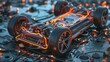3D animation of electric automobile battery internals, , Generative Ai