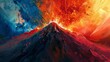 A violent explosion of colors as the volcano unleashes its fury reminding us of its unpredictable nature.