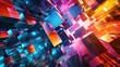 Future concept background, with colorful light, speed effect, modern 3d cube and shadow