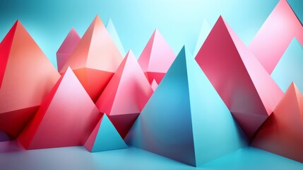 Sticker - Triangle futuristic background, 3D render clay style, Abstract geometric shape theme, colorful