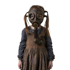 Wall Mural - Little Girl with Gas Mask Vintage Isolated