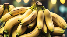 Beautiful Organic Bokeh Background Of Freshly Picked Bananas,