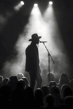 Country Singer Facing Crowd, Wearing A Hat, People, Concert, Entertainment, Free Time, Scene