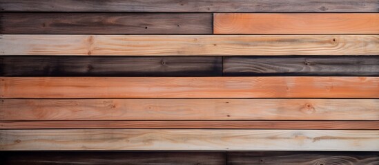 Sticker - Detailed view of a wooden wall showcasing different shades and colors of wood grains in close proximity