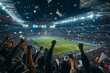 © top images - A stadium full of people cheering for a soccer game. Football fans or spectators at the championship