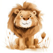 Minimalist digital drawing woodland lion