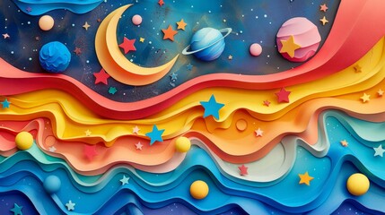 Canvas Print - high-definition cosmic canvas, stars in 3d clay forming colorful, abstract geometric designs