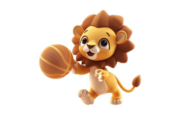 Wall Mural - Cute Lion Playing Basketball