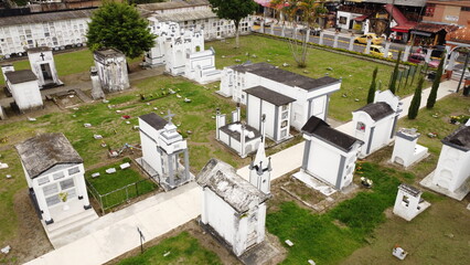 Canvas Print - Cemetery of the town of Calarca with its tombs and , mausoleums