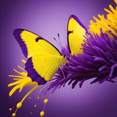 The purple yellow beauty butterflys