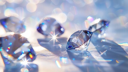 Poster - shining Diamond background with a bokeh effect and colorful sparkling diamonds, exuding a luxurious feel
