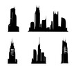 Set of Silhouettes of skyscrapers on isolated background
