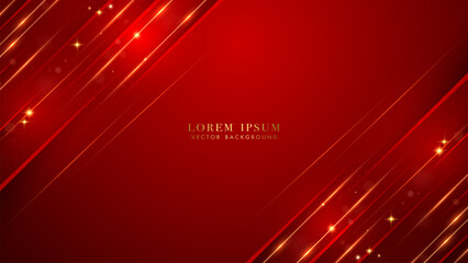 Wall Mural - diagonal red and golden lines with shiny dots, and glittering light effects elements