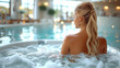 young young girl relaxing in a spa salon in a jacuzzi. rest and relaxation concept