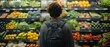 Person at grocery store choosing fresh produce for a balanced diet emphasizing the importance of healthy food choices. Concept Healthy Eating, Fresh Produce, Balanced Diet, Grocery Shopping