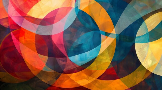 An abstract composition of overlapping circles, creating a sense of movement and rhythm.