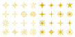 Set de ilustraciones decorativas dibujadas a mano de estrellas color dorado. Vector	
