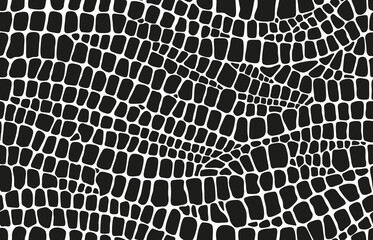 animal skin pattern. dinosaur, crocodile and snake reptile leather background. vector monochrome sea