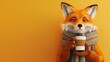 Erkältung mit Husten und Schnupfen - Tier hält Tasse Tee oder Kaffee mit Halstuch Schal Fuchs symbolisch Generative AI