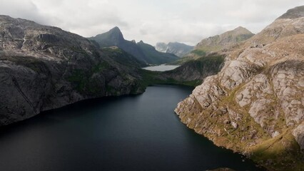 Wall Mural - Aerial view of Segla mountain above the sky, Norway during summer
