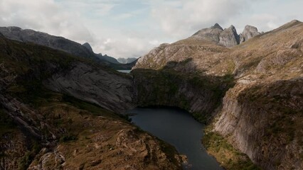 Wall Mural - Aerial view of Segla mountain above the sky, Norway during summer