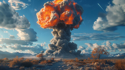 Wall Mural - Mushroom Cloud Explosion Aspect 16:9 