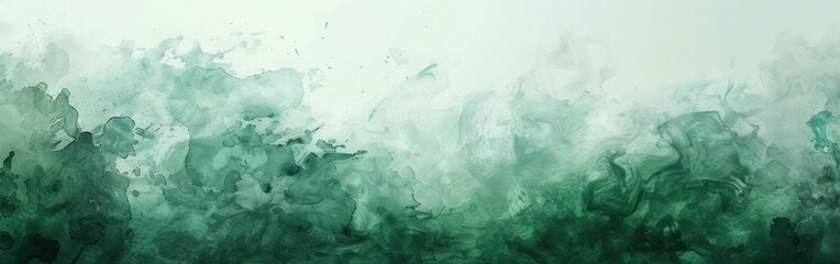 Vibrant Green Watercolor Splashes - Abstract Painting Illustration with AI Generated Isolated  Background Stain