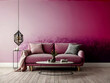Deep magenta-coloured living room interior concept 
