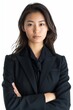 Close-up of a Japanese Super Model in Tailored Business Attire, displaying sophisticated professionalism with a confident posture photo on white isolated background