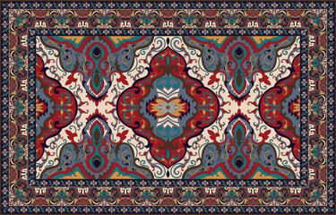 Wall Mural - Persian rug traditional design, tribal vector texture. Easy to edit and change colors. carpet